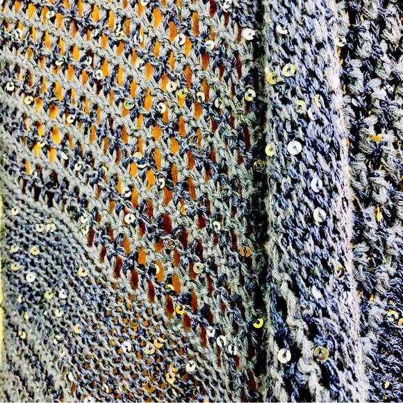 INC International Concepts Denim Blue Sparkle Sweater Waterfall Open Front - Picture 8 of 16